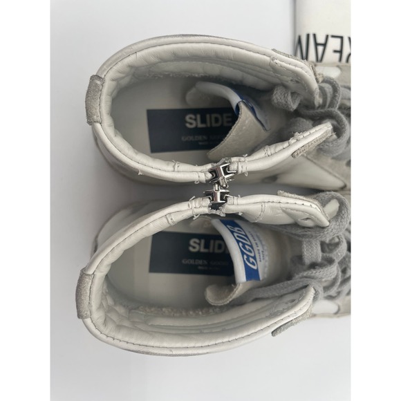 BRAND NEW GOLDEN GOOSE DELUXE SLIDE HIGH TOP LEATHER WHITE GRAY SNEAKERS - Picture 8 of 10
